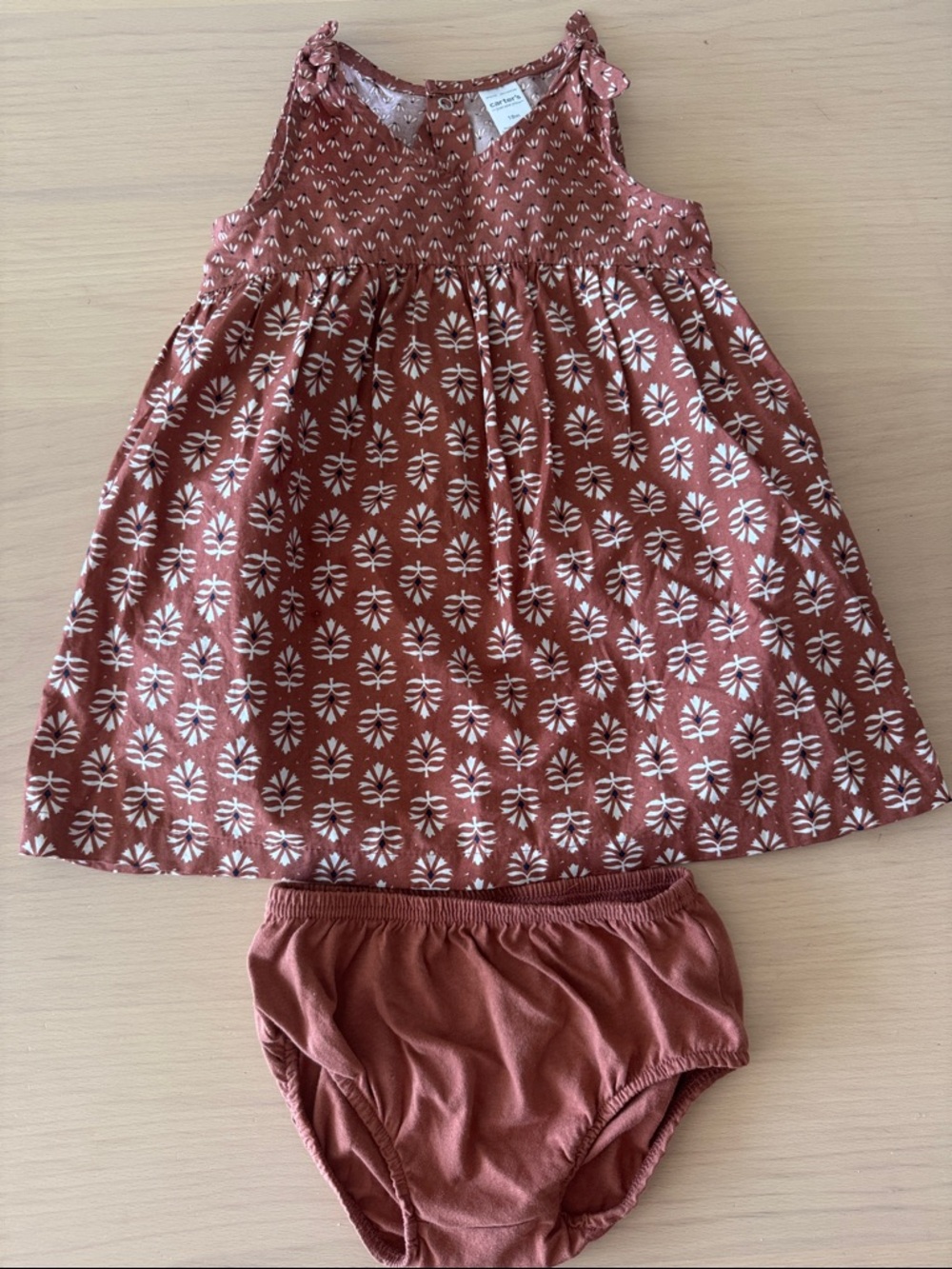 Carter's Rust Floral Print Dress & Bloomer Set